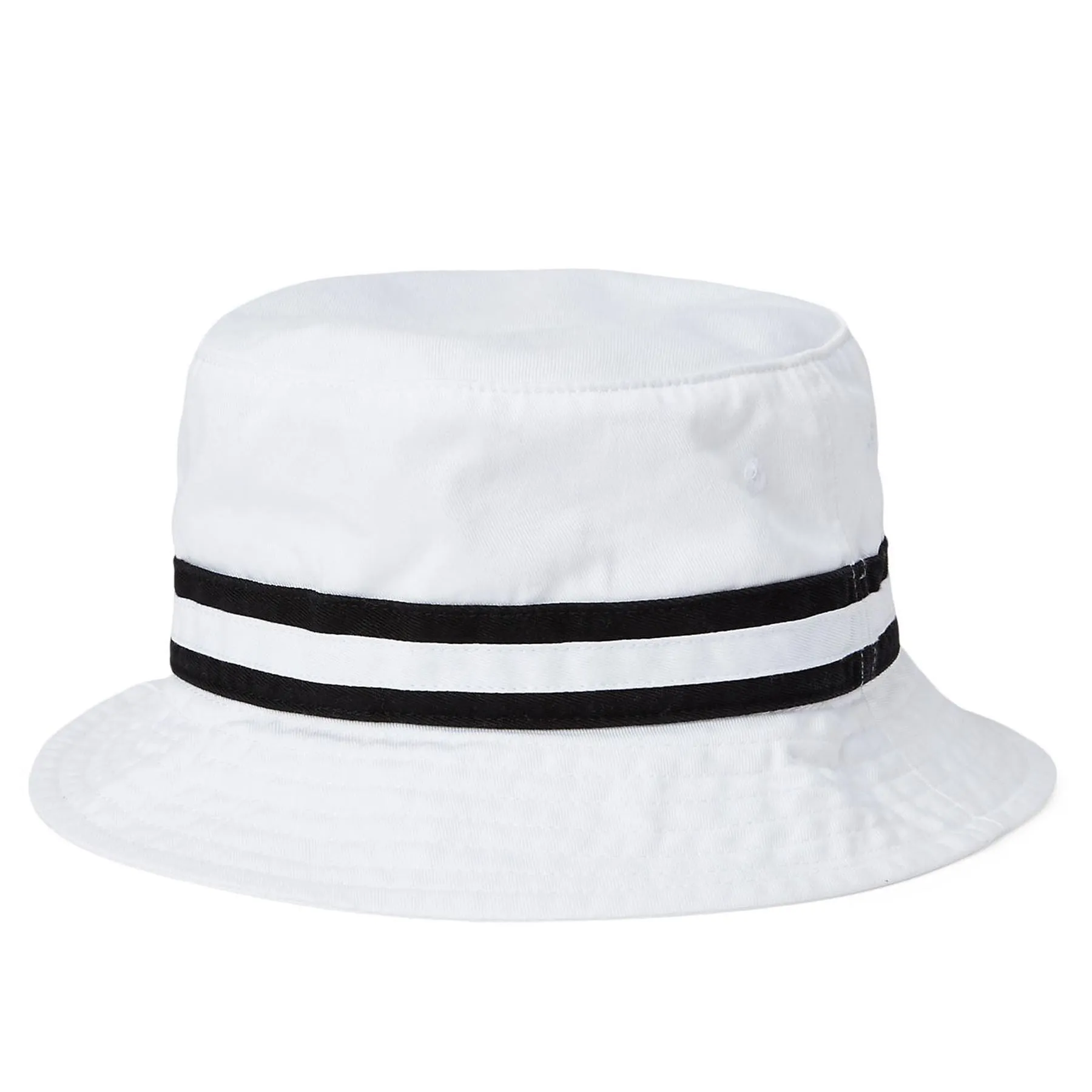 Striped-Band Twill Bucket Hat Pure White - SS23