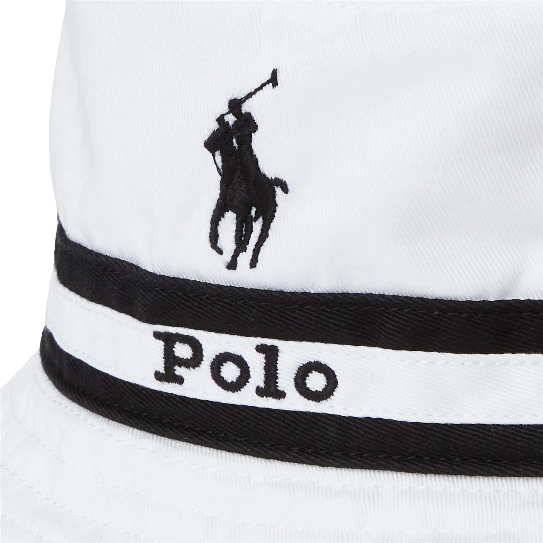 Striped-Band Twill Bucket Hat Pure White - SS23