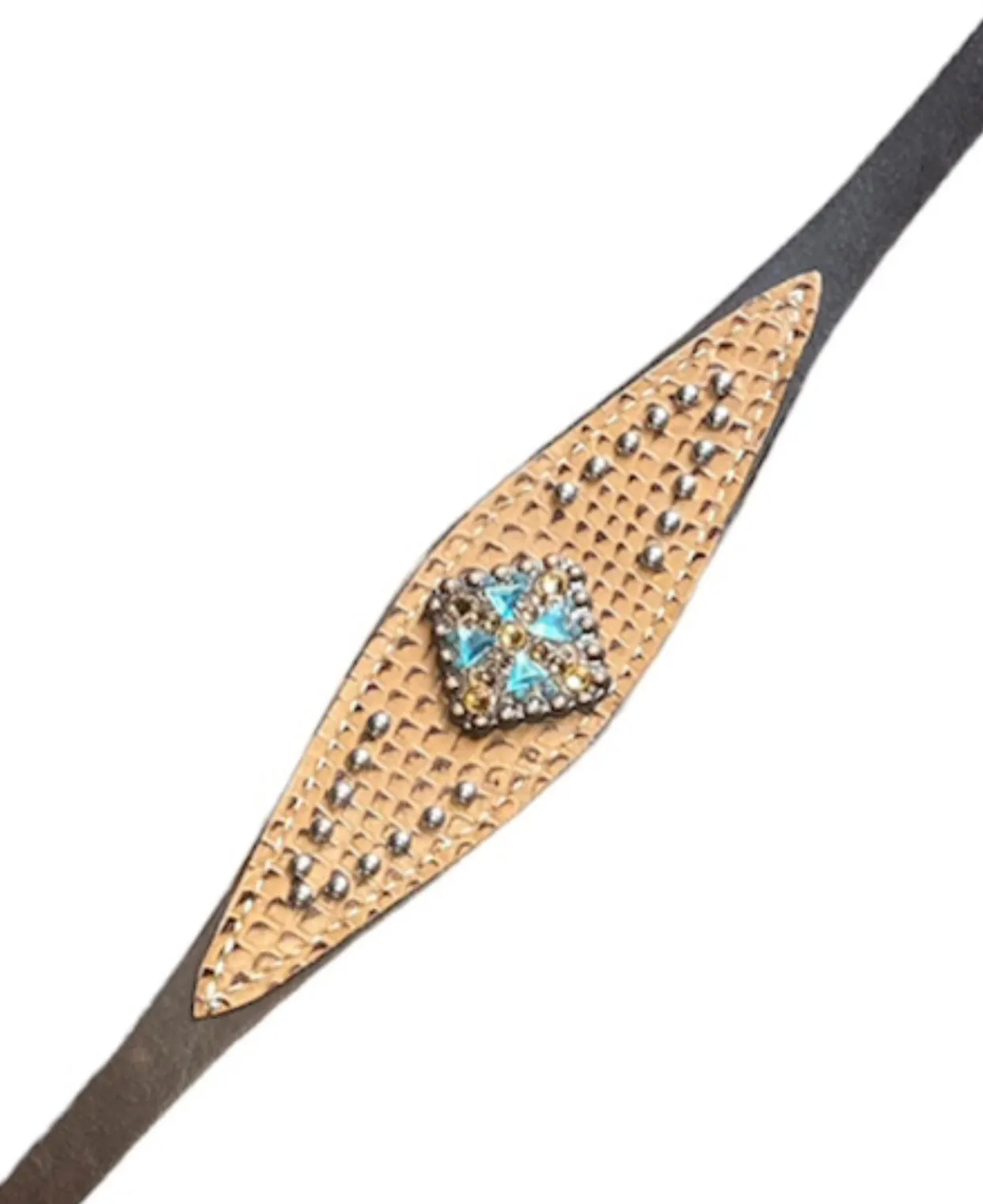 T5527A -  Leather Embossed or Hair On wither strap with accent concho