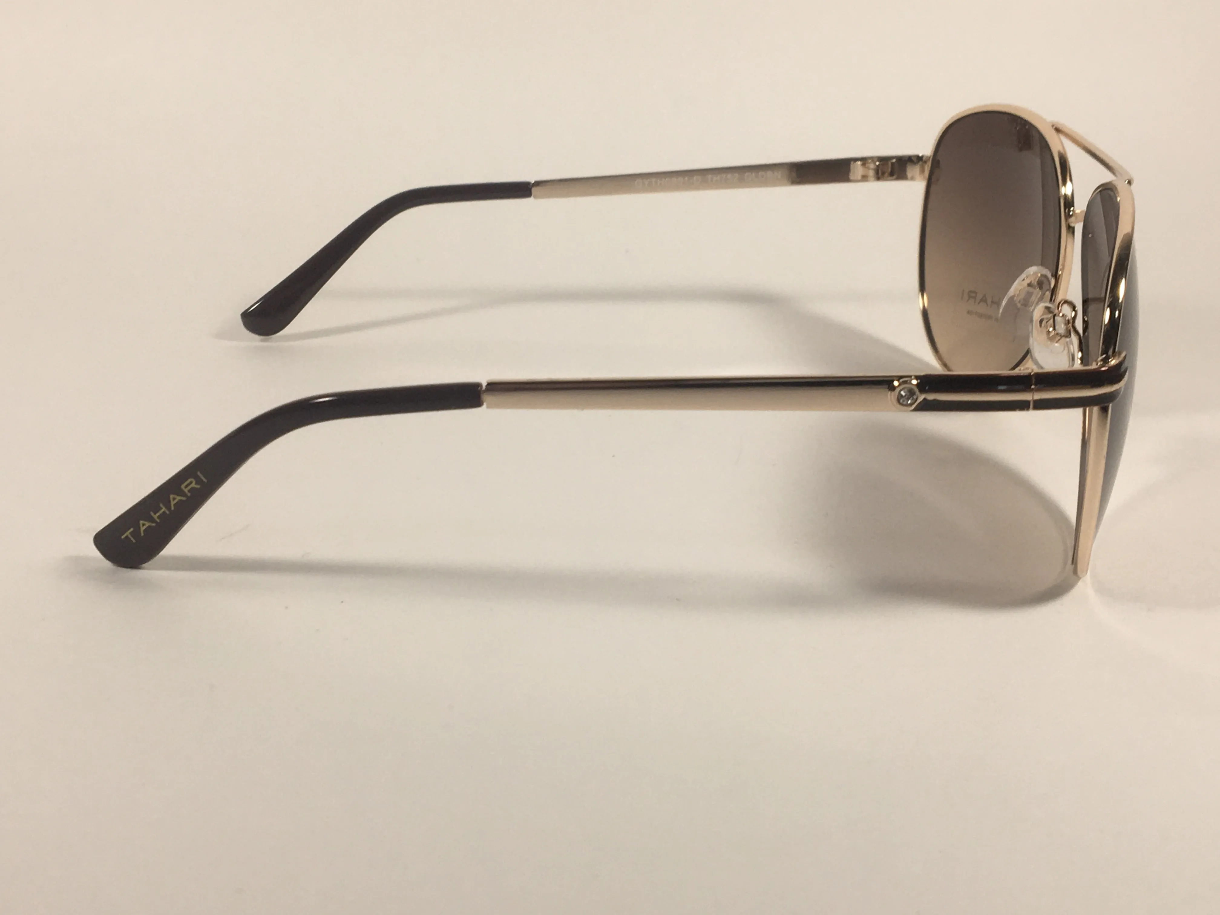 Tahari Aviator Sunglasses Brown And Gold Metal Brown Gradient Lens TH752 GLDBN