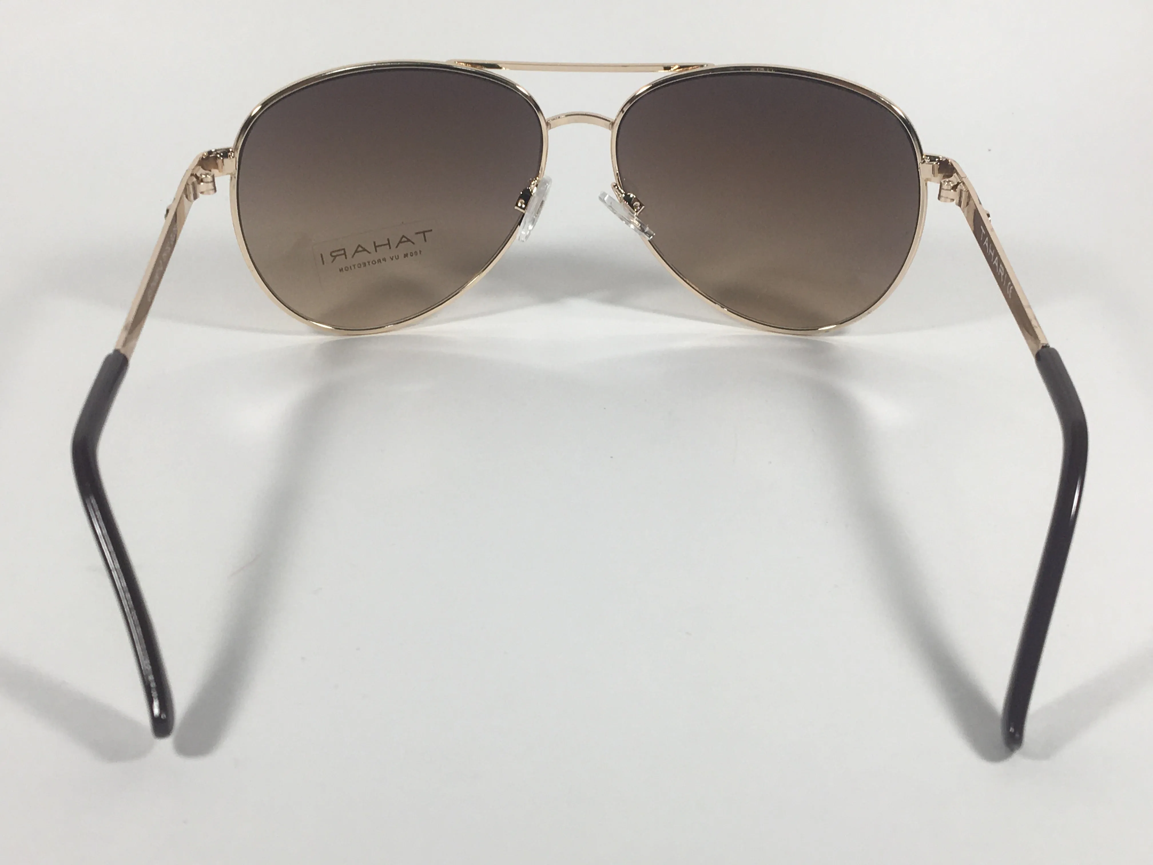 Tahari Aviator Sunglasses Brown And Gold Metal Brown Gradient Lens TH752 GLDBN