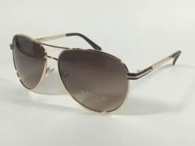 Tahari Aviator Sunglasses Brown And Gold Metal Brown Gradient Lens TH752 GLDBN