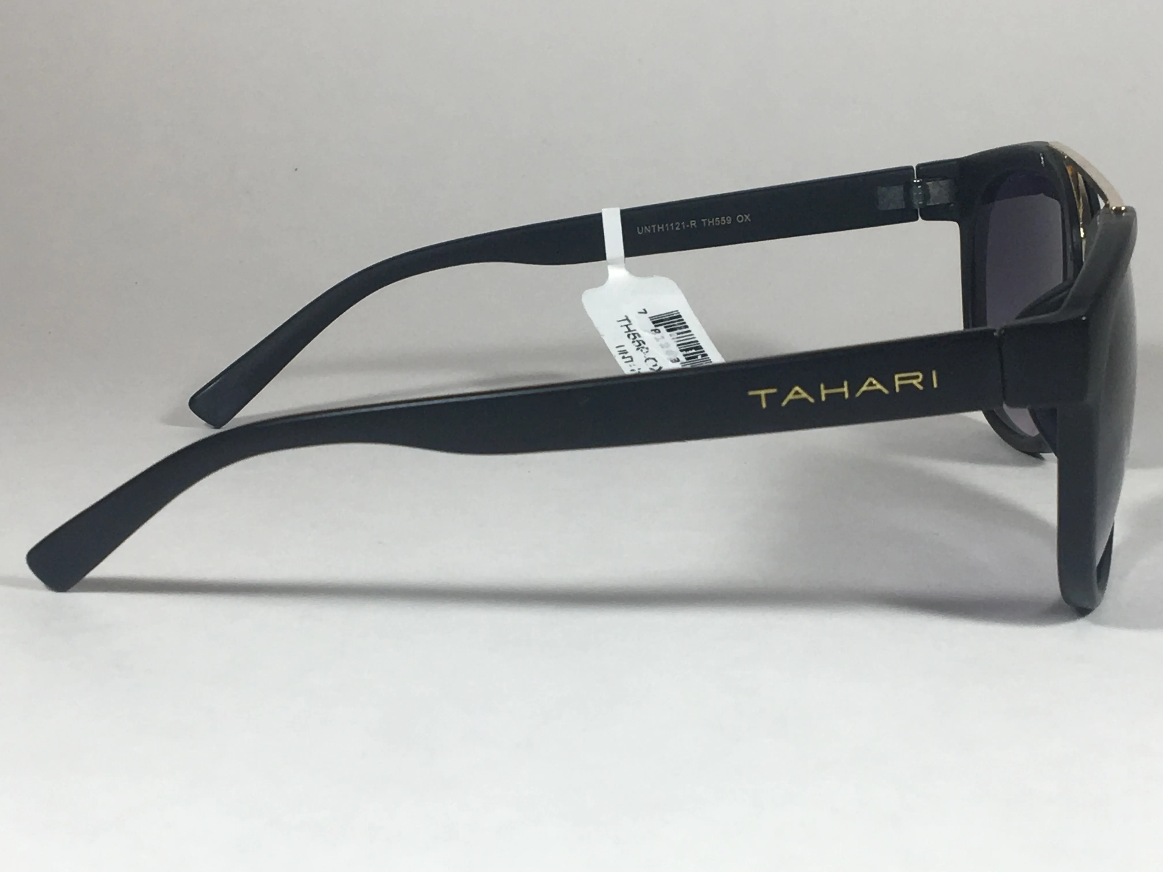 Tahari Brow Bar Designer Sunglasses Black Gold Gray Gradient Lens TH559 OX
