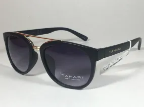 Tahari Brow Bar Designer Sunglasses Black Gold Gray Gradient Lens TH559 OX