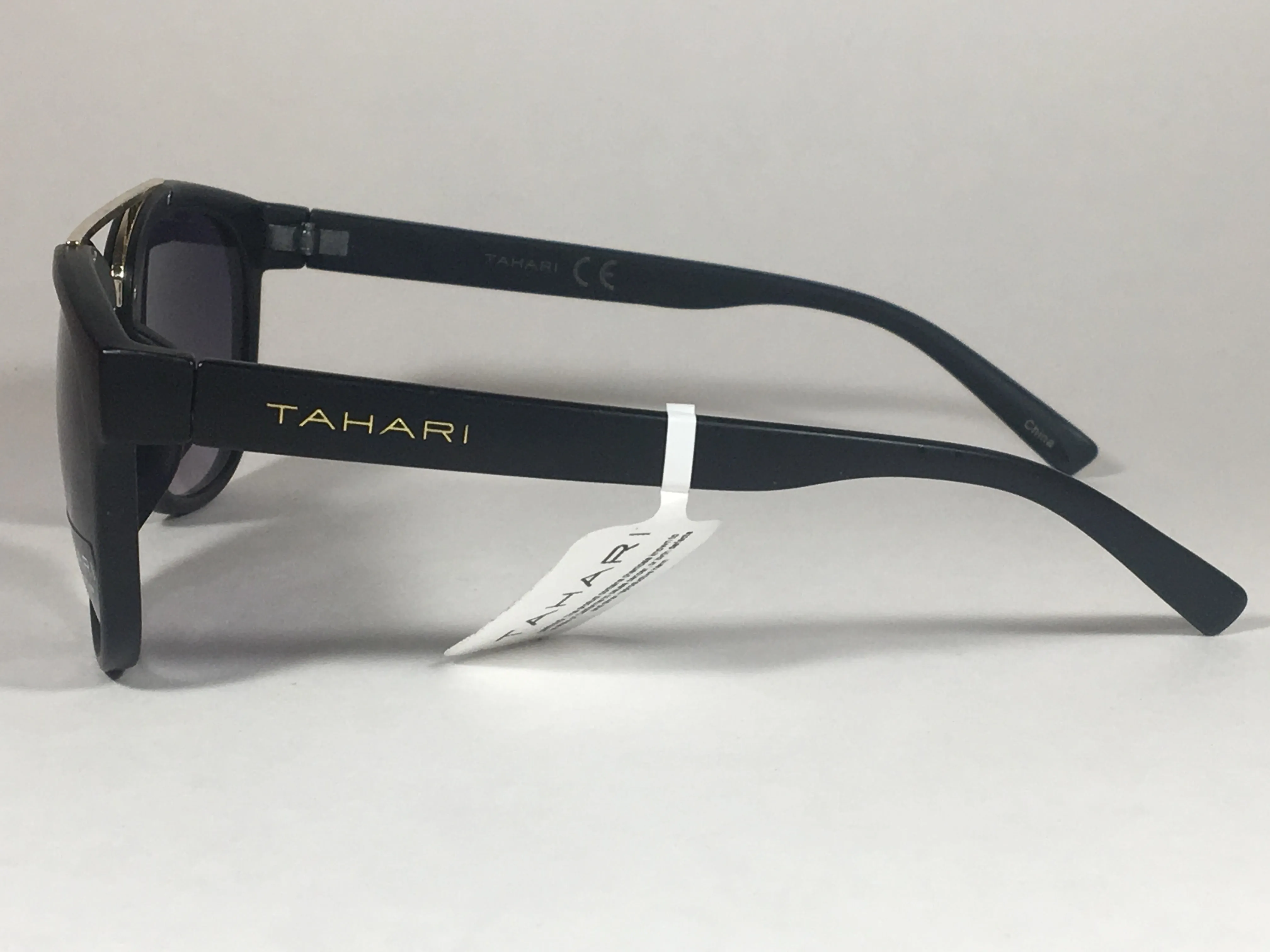 Tahari Brow Bar Designer Sunglasses Black Gold Gray Gradient Lens TH559 OX