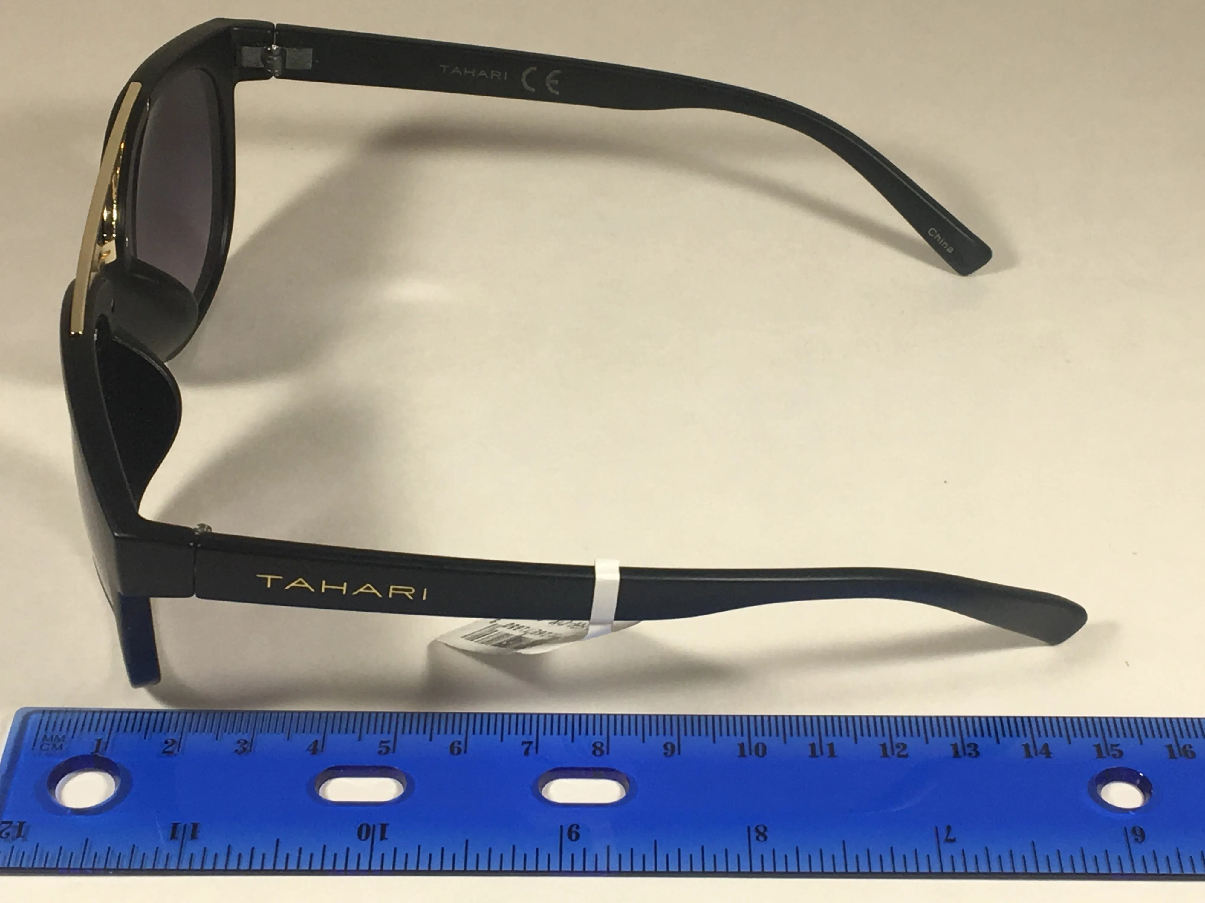 Tahari Brow Bar Designer Sunglasses Black Gold Gray Gradient Lens TH559 OX