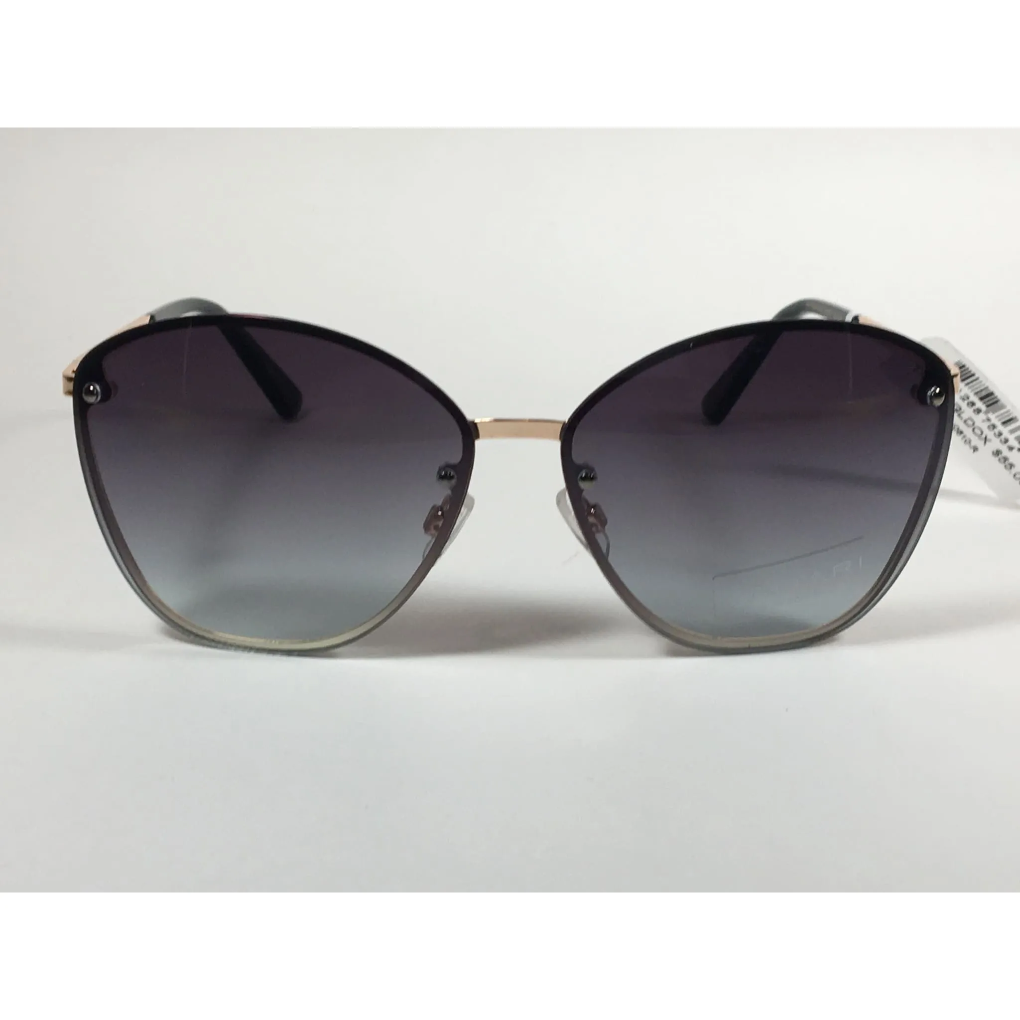 Tahari Rimless Cat Eye Sunglasses Black Gold Green Gray Gradient Lens TH652 GLDOX