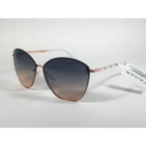 Tahari Rimless Cat Eye Sunglasses Rose Gold White Blue Gradient Lens TH652 RGDWH