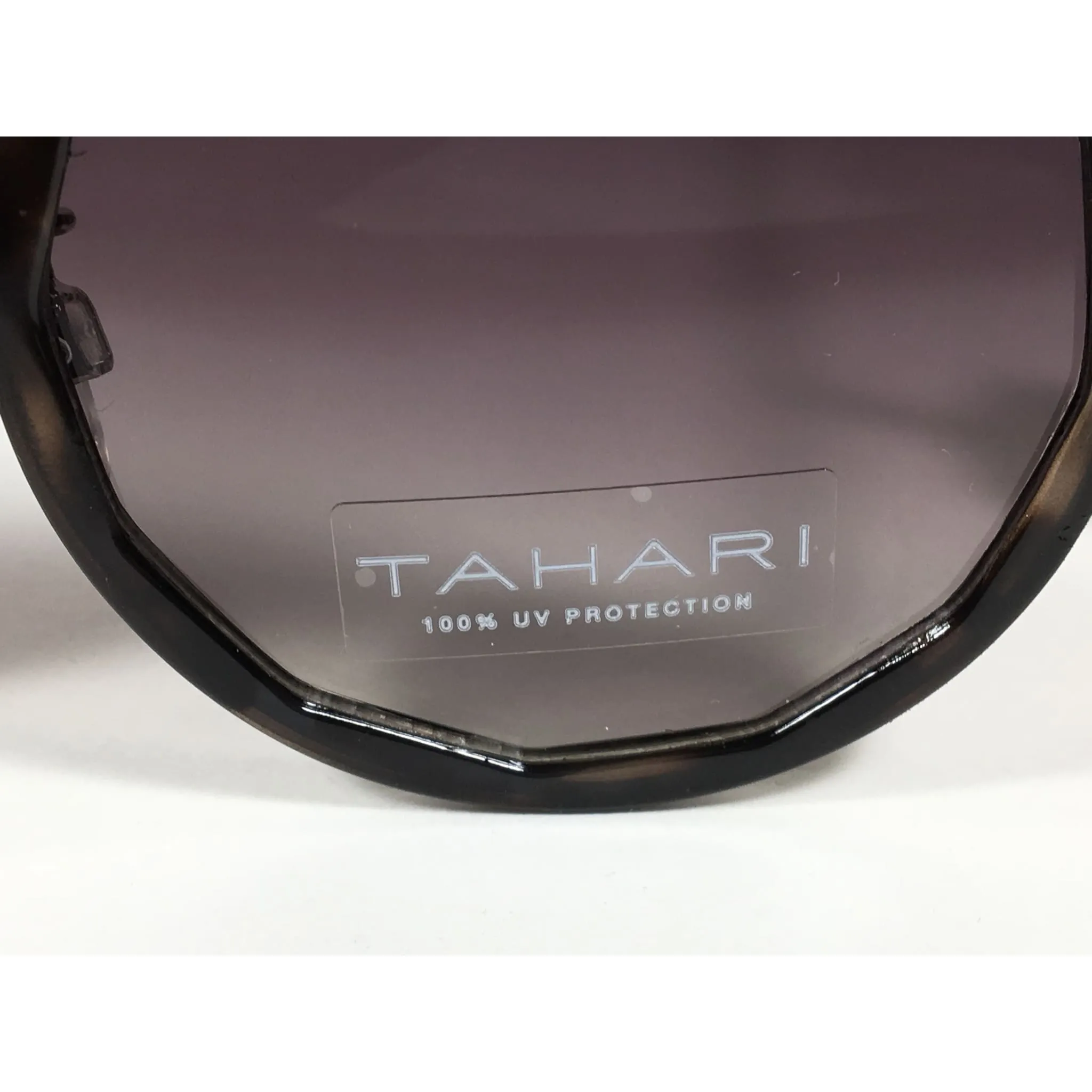 Tahari Round Polygon Sunglasses Silver Metal Gray Marble Gray Gradient Lens TH736 OAT