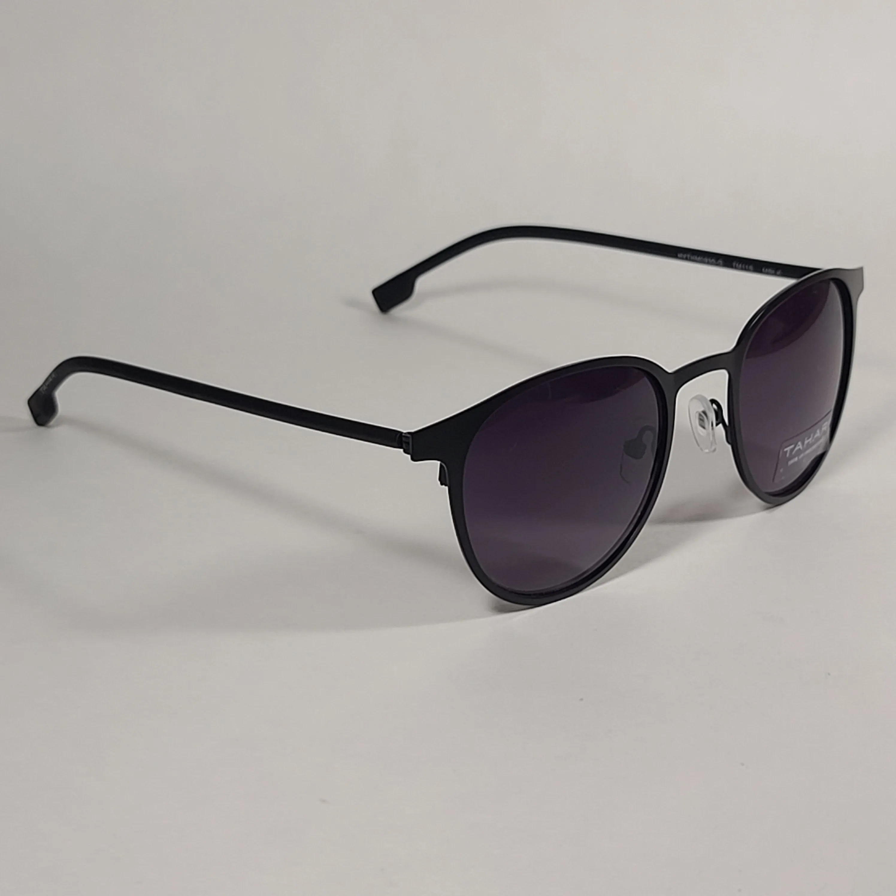 Tahari Round Sunglasses Matte Black Frame Gray Smoke Gradient Lens TM115 MBLK