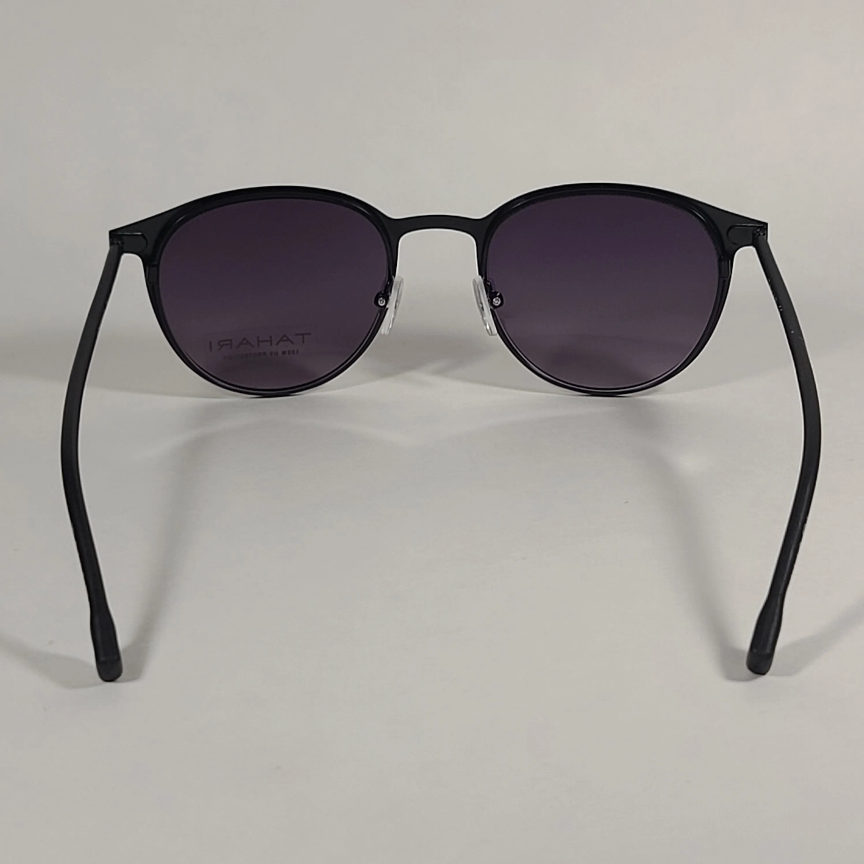 Tahari Round Sunglasses Matte Black Frame Gray Smoke Gradient Lens TM115 MBLK