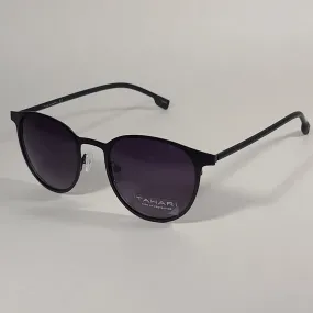 Tahari Round Sunglasses Matte Black Frame Gray Smoke Gradient Lens TM115 MBLK