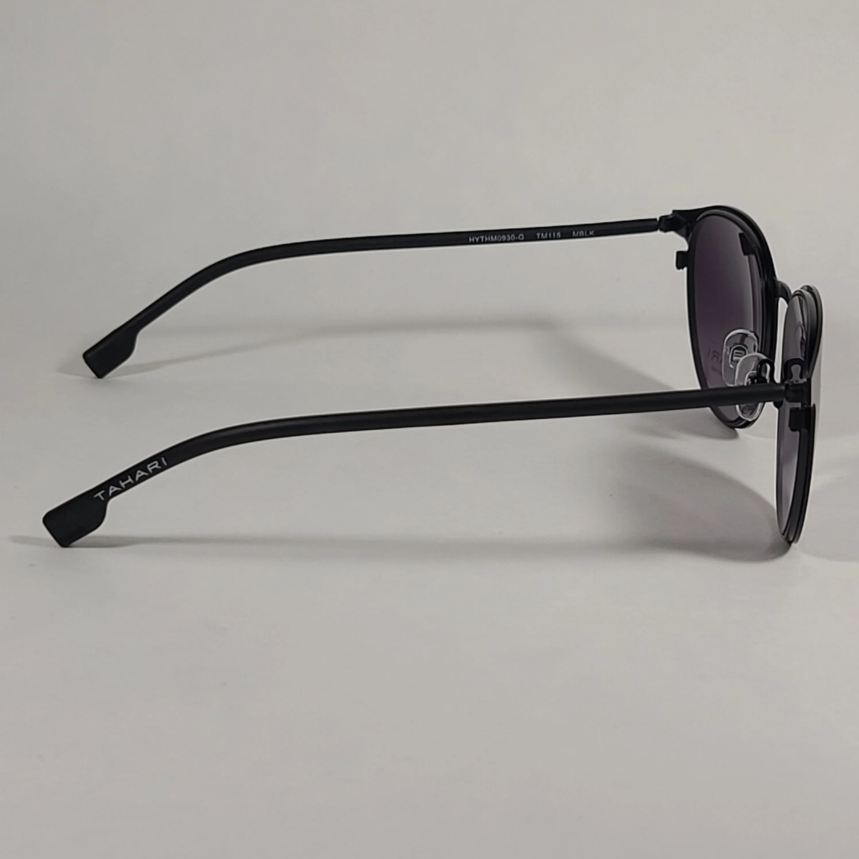 Tahari Round Sunglasses Matte Black Frame Gray Smoke Gradient Lens TM115 MBLK