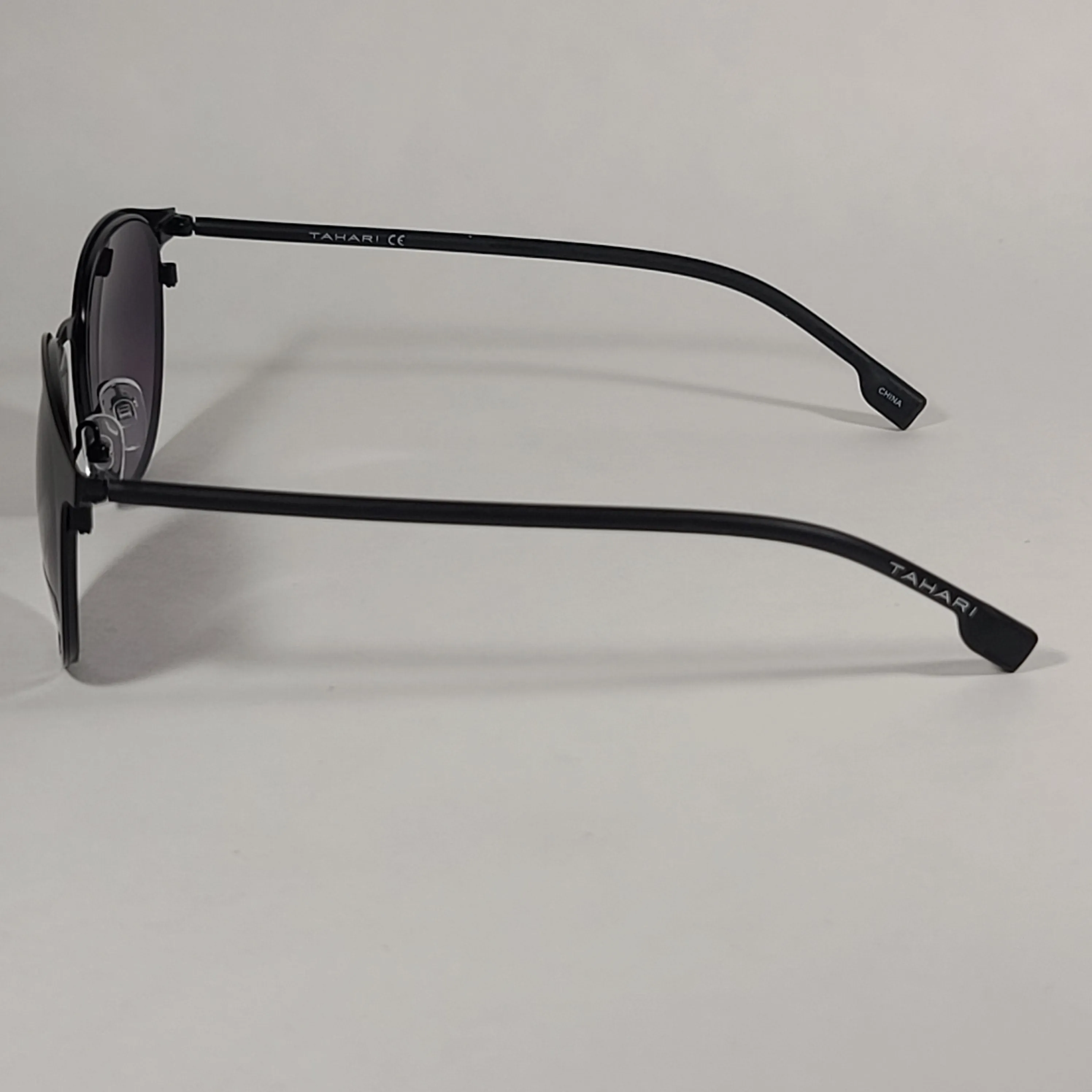 Tahari Round Sunglasses Matte Black Frame Gray Smoke Gradient Lens TM115 MBLK
