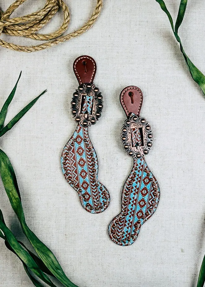 Teal & Brown Aztec Spur Straps