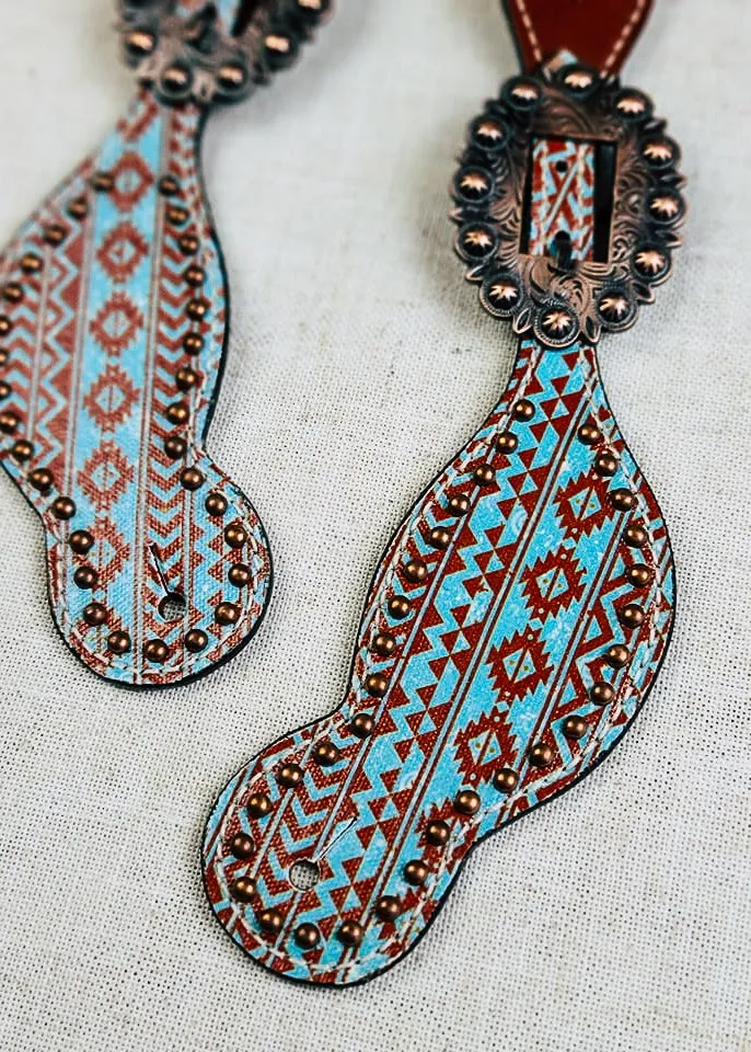 Teal & Brown Aztec Spur Straps