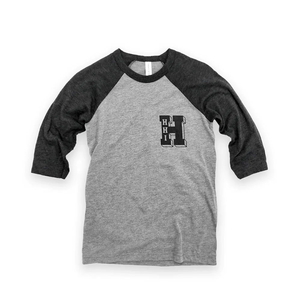 TODDLER NEW VARSITY 'H' 3/4 SLEEVE BASEBALL T-SHIRT - H.GRAY/H.BLACK