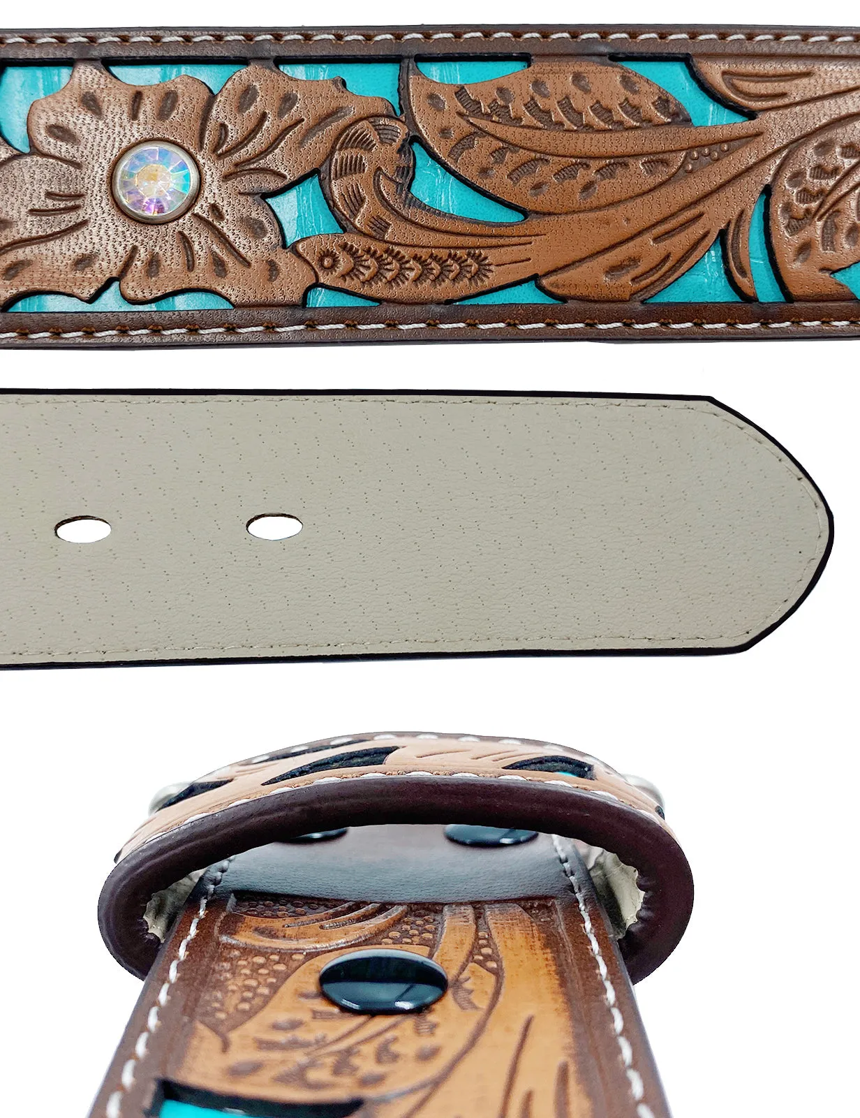 TOPACC Western Turquoise Belts - Cute Longhorn Cow Belt Buckle Copper/Bronze