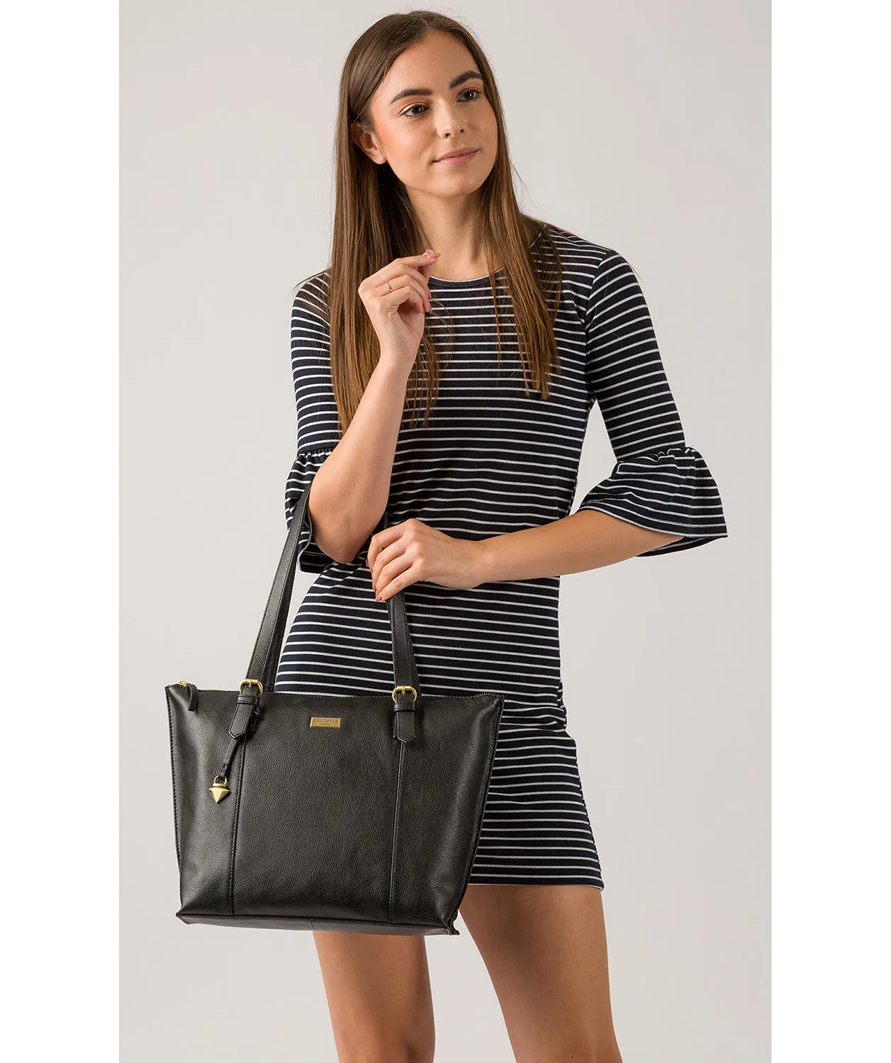 'Trinity' Black Leather Tote Bag