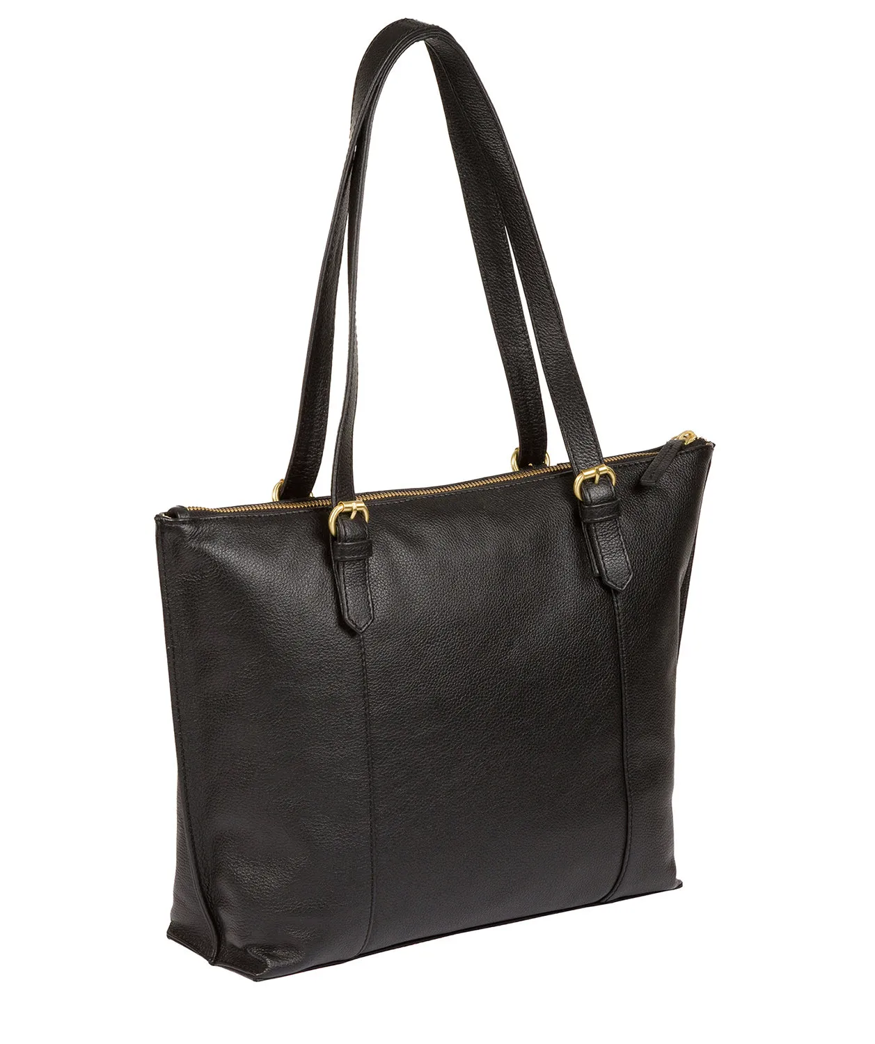 'Trinity' Black Leather Tote Bag