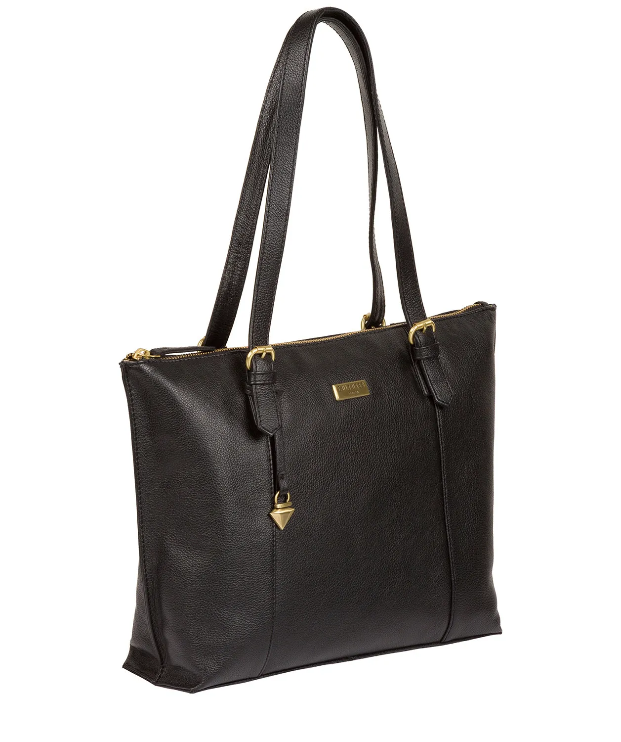'Trinity' Black Leather Tote Bag