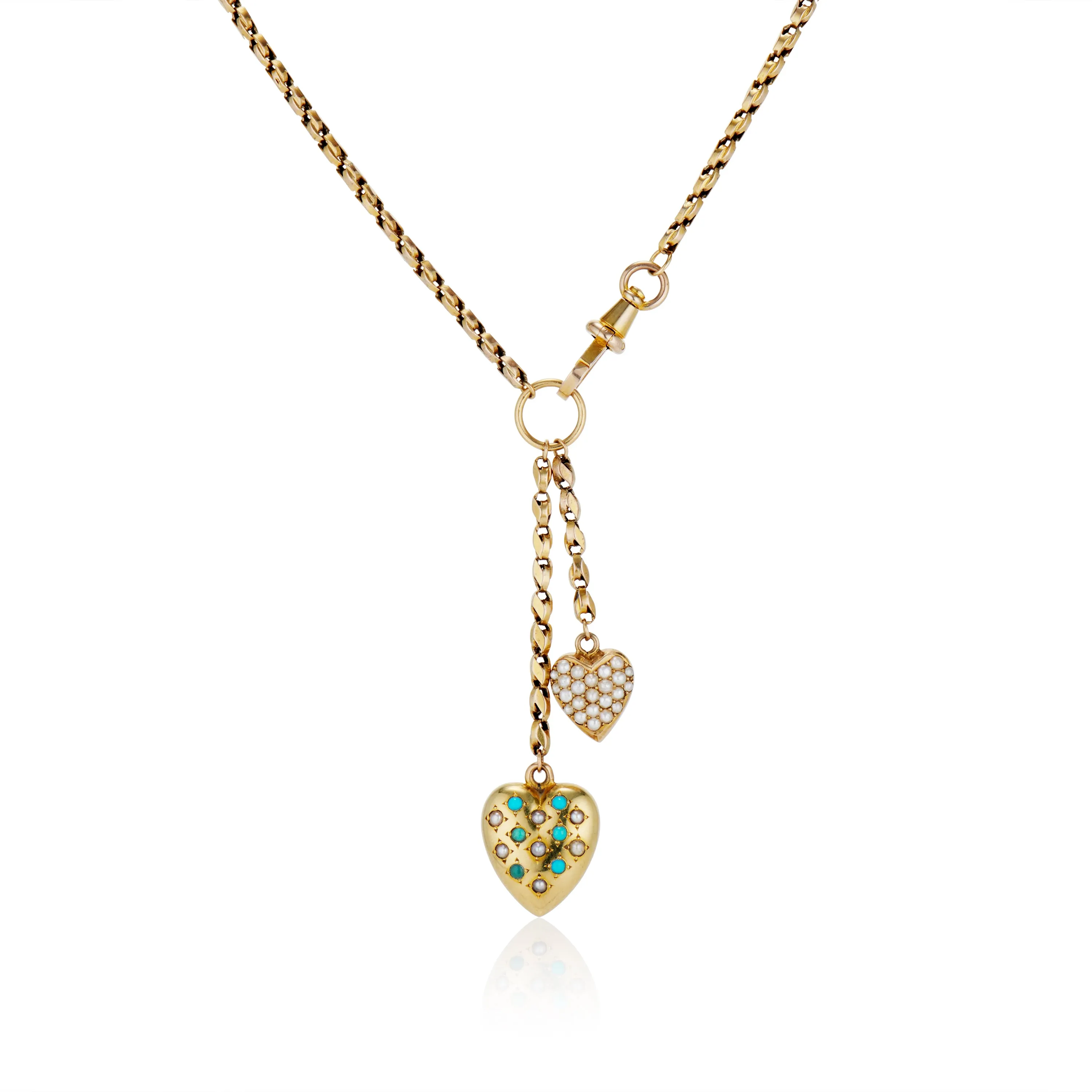 Turquoise and Pearl Locket Heart Necklace