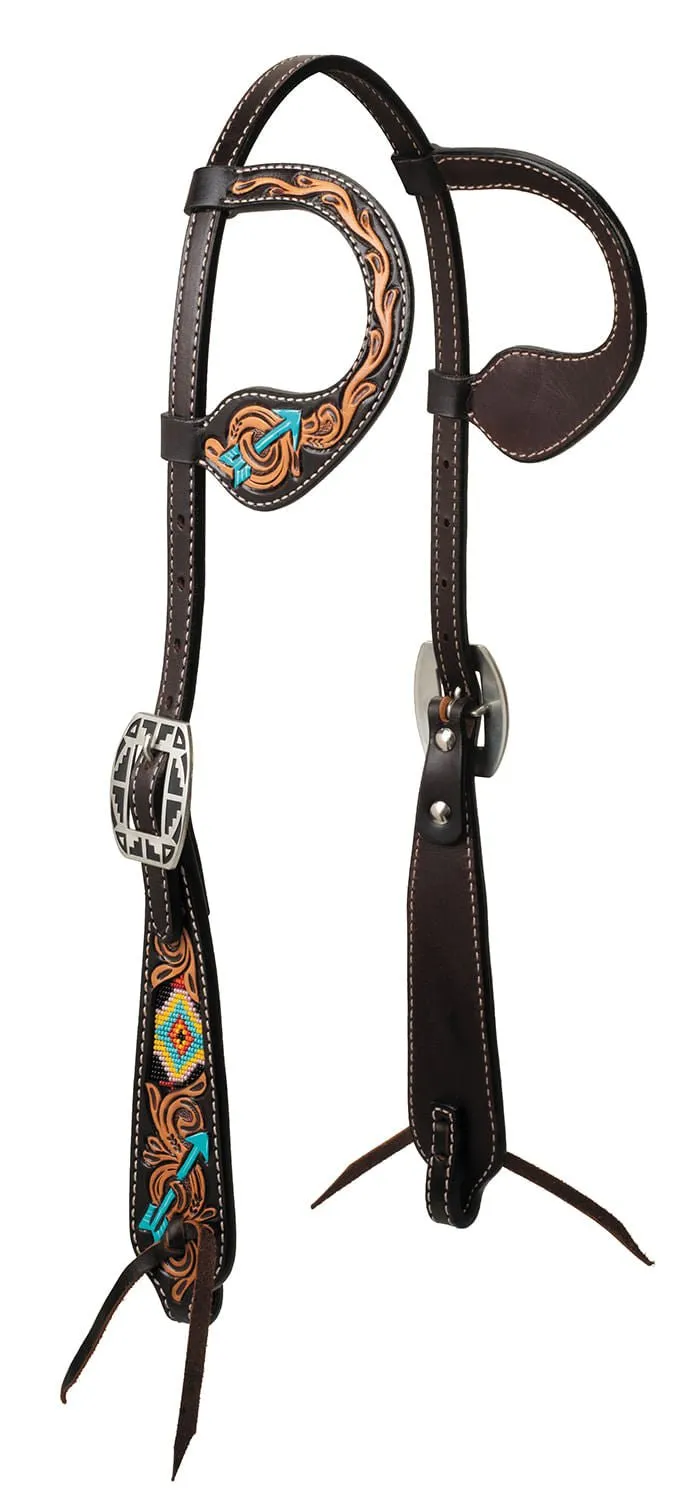 Turquoise Cross Navajo Arrow Double Ear Headstall