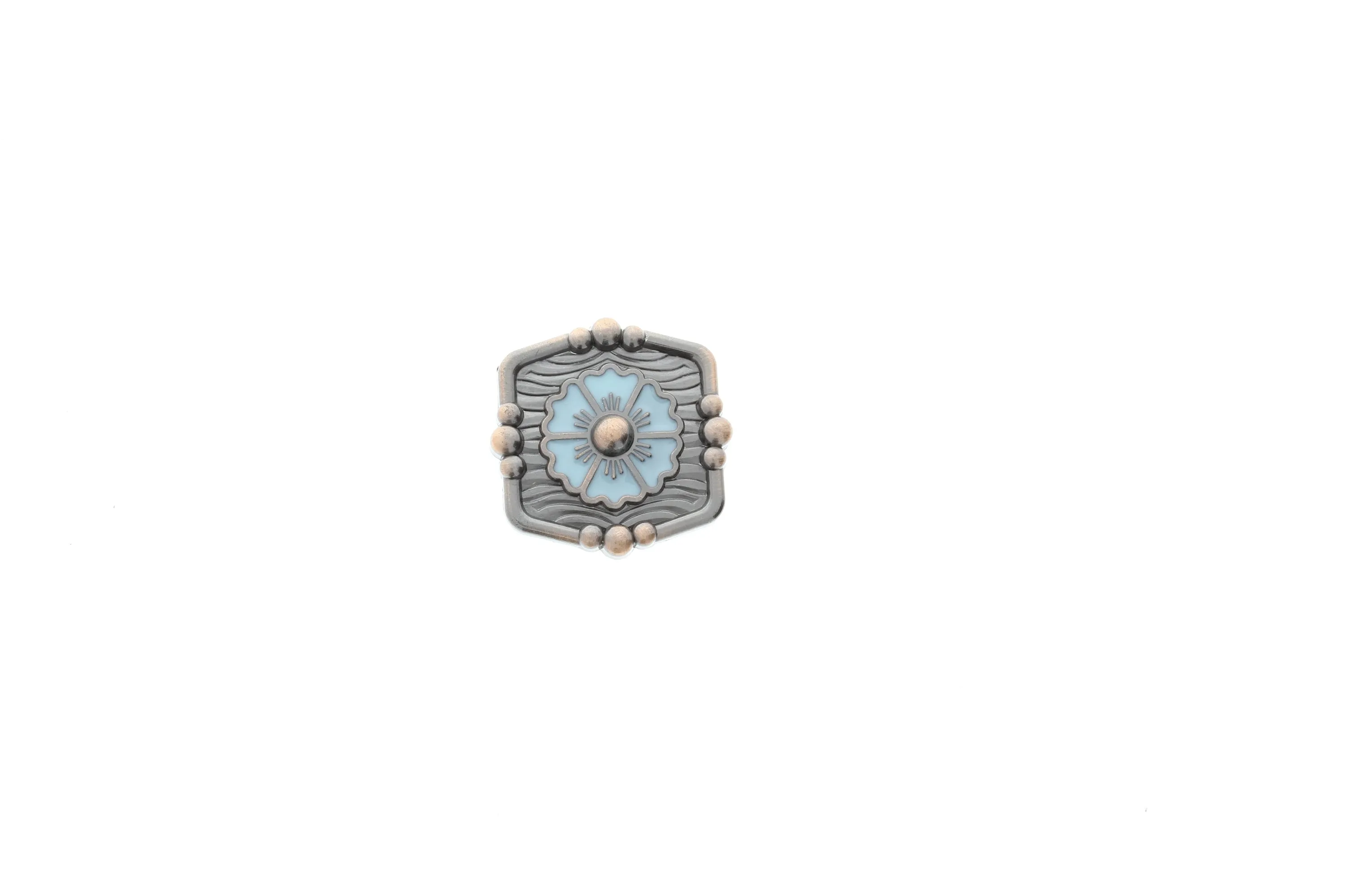 Turquoise Flower Enamel Concho, antique silver with Chicago screw back, Each