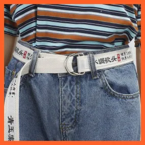 Unisex Adjustable Canvas Belt With D Shape Buckle