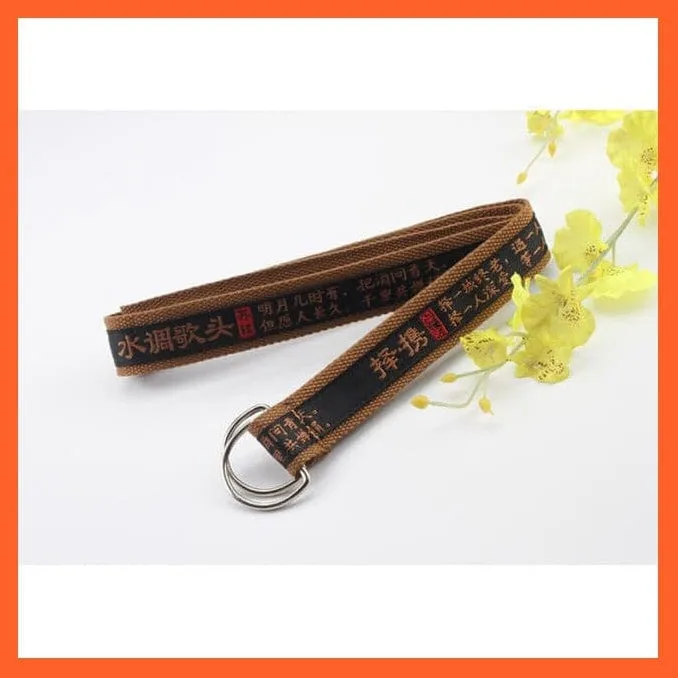 Unisex Adjustable Canvas Belt With D Shape Buckle
