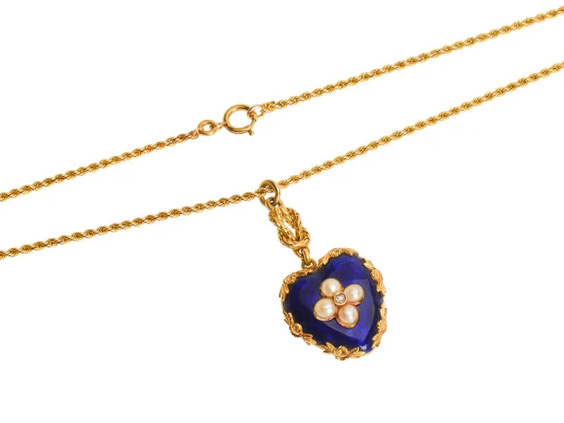 Victorian Love Knot & Heart Pendant Chain in Box
