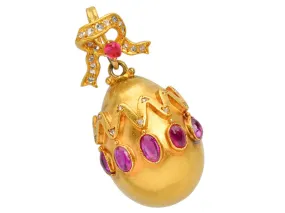 Victorian Ruby Egg & Bow Pendant Locket