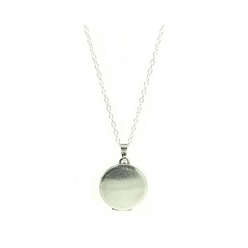 Vintage 1920s Art Deco Enamel Rose Silver Locket Necklace