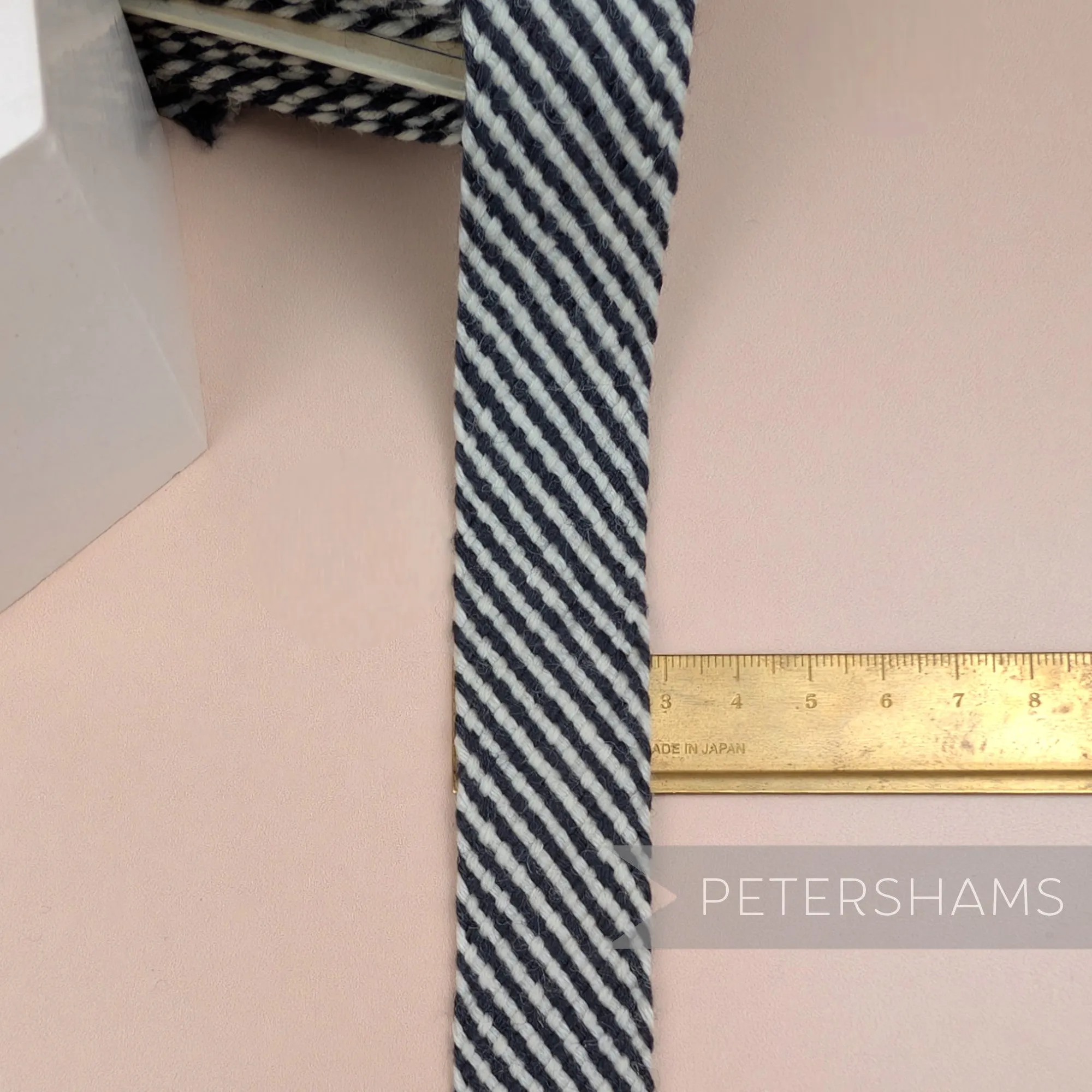 Vintage French 1960's Woven Stripe Woolen Ribbon - 1m