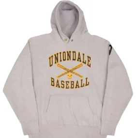 VINTAGE REVERSE WEAVE UNIONDALE BASEBALL SWEATSHIRT HOODIE 1990S XL MADE IN USA