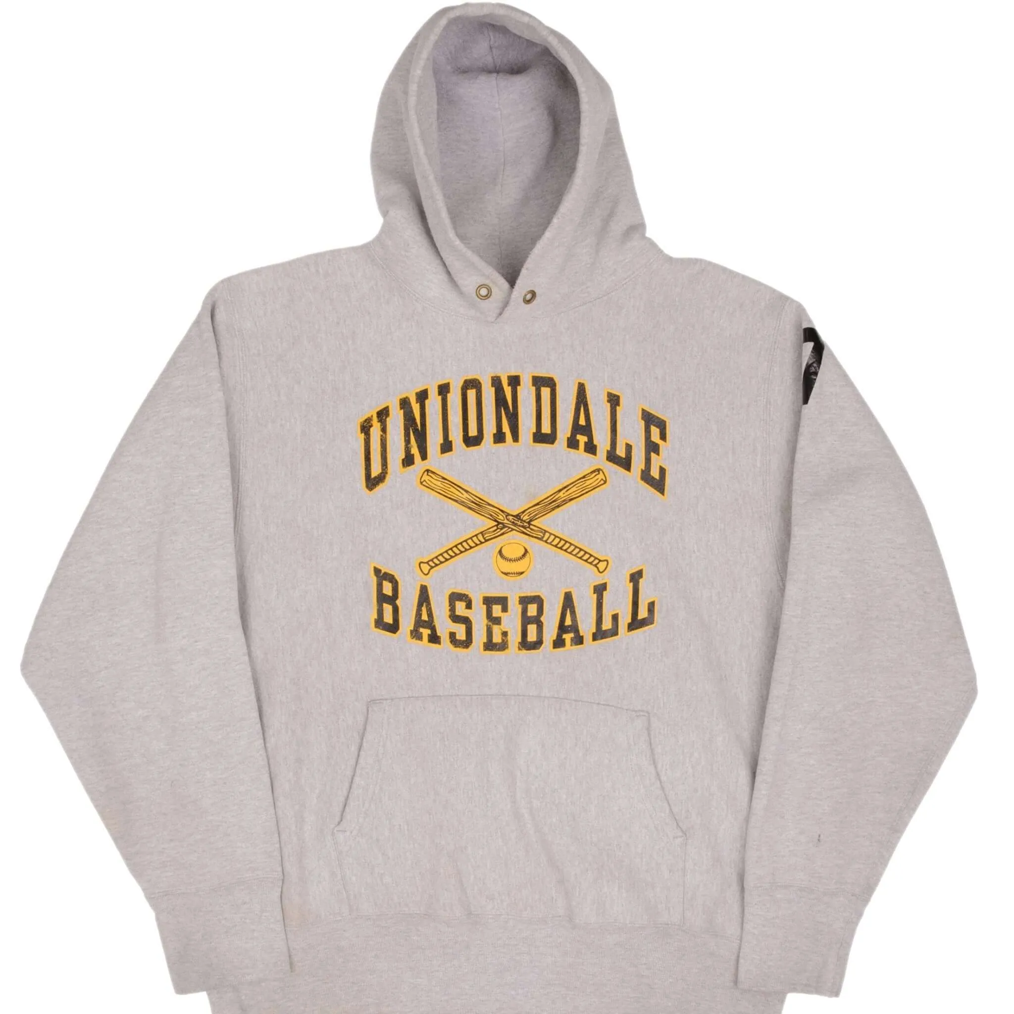 VINTAGE REVERSE WEAVE UNIONDALE BASEBALL SWEATSHIRT HOODIE 1990S XL MADE IN USA