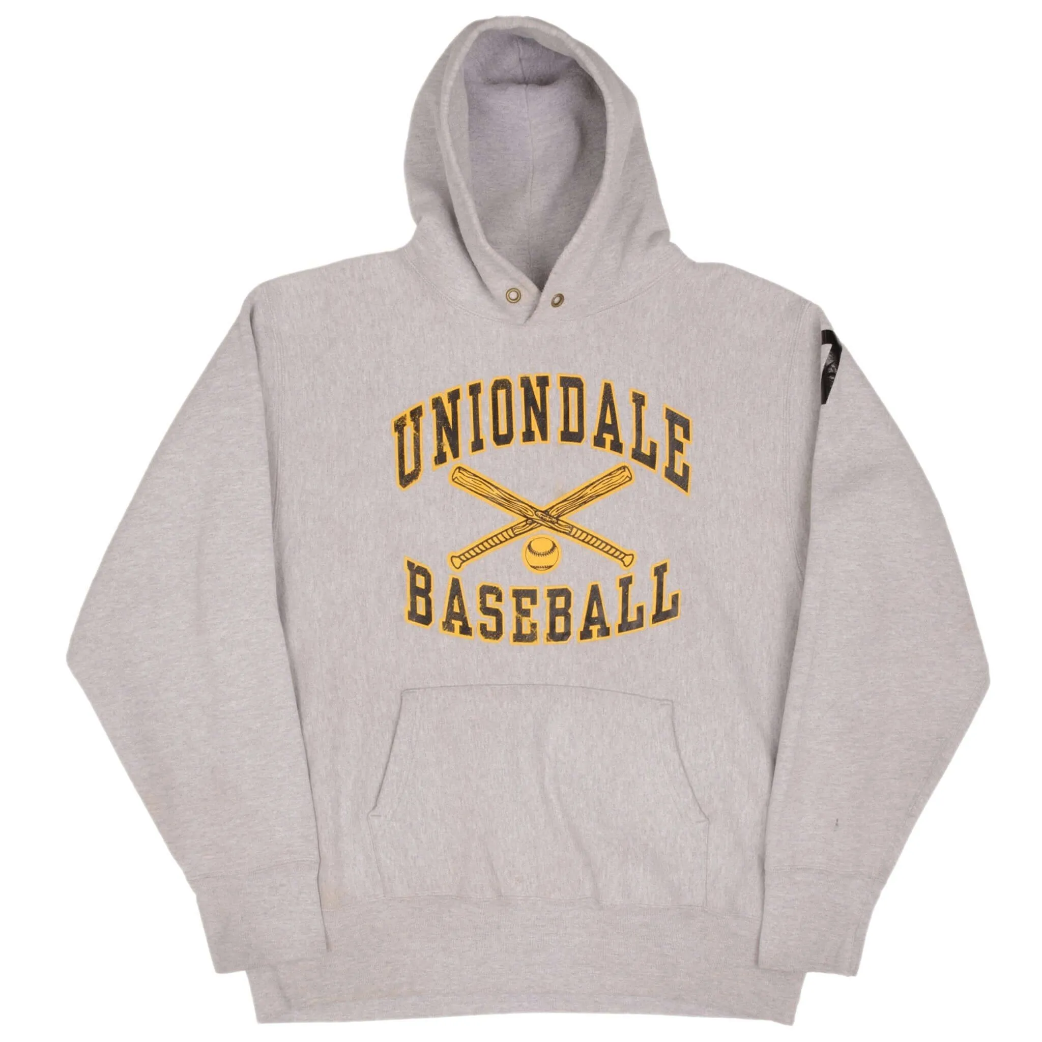 VINTAGE REVERSE WEAVE UNIONDALE BASEBALL SWEATSHIRT HOODIE 1990S XL MADE IN USA