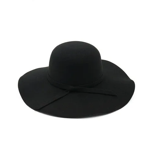 winter Hats For Women Bucket cap Soft Vintage Wide Brim Wool Felt