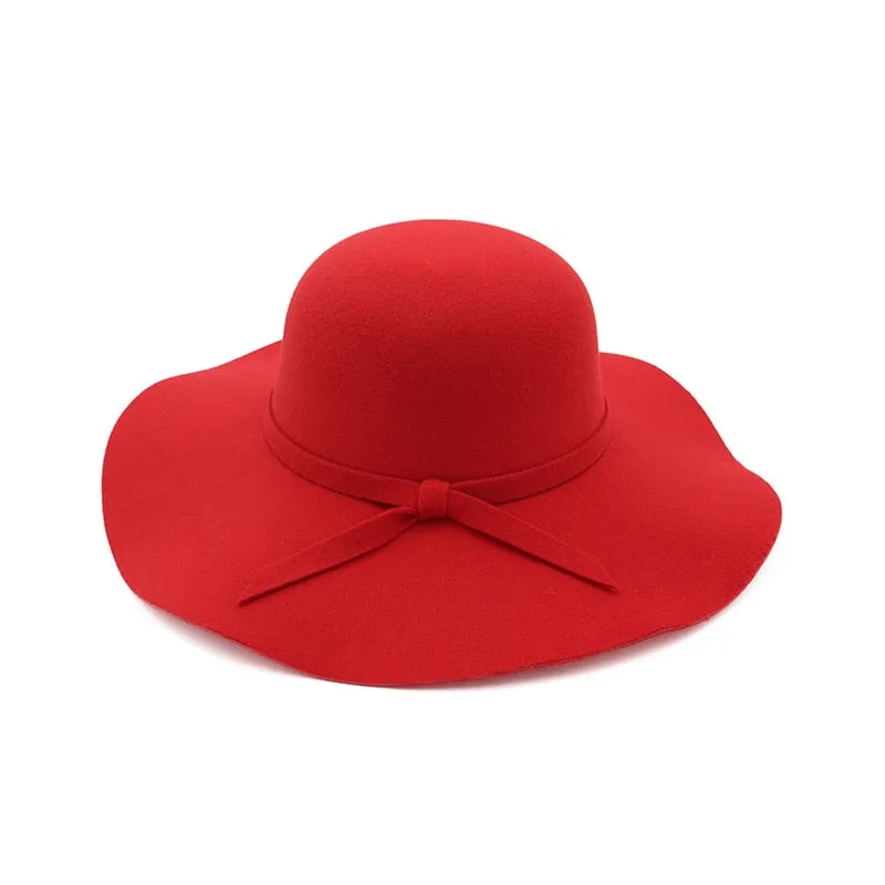 winter Hats For Women Bucket cap Soft Vintage Wide Brim Wool Felt