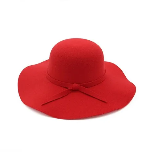winter Hats For Women Bucket cap Soft Vintage Wide Brim Wool Felt