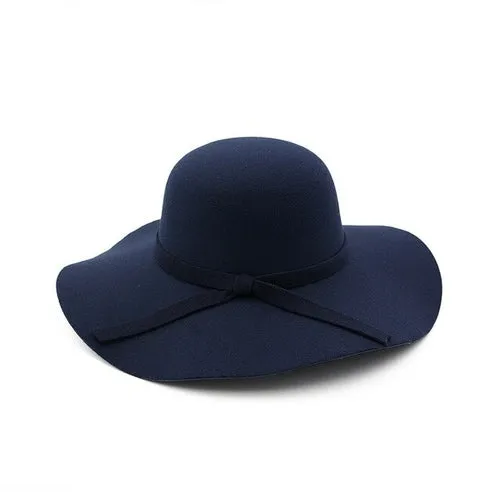 winter Hats For Women Bucket cap Soft Vintage Wide Brim Wool Felt