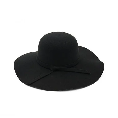 winter Hats For Women Bucket cap Soft Vintage Wide Brim Wool Felt