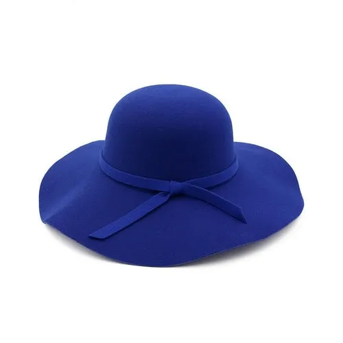 winter Hats For Women Bucket cap Soft Vintage Wide Brim Wool Felt