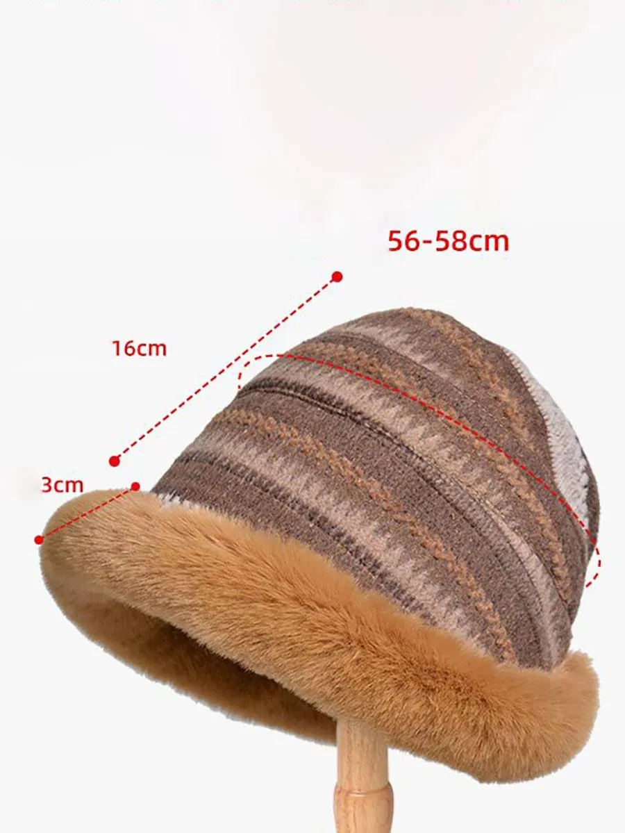 Women Winter Knitted Wool Liner Hat