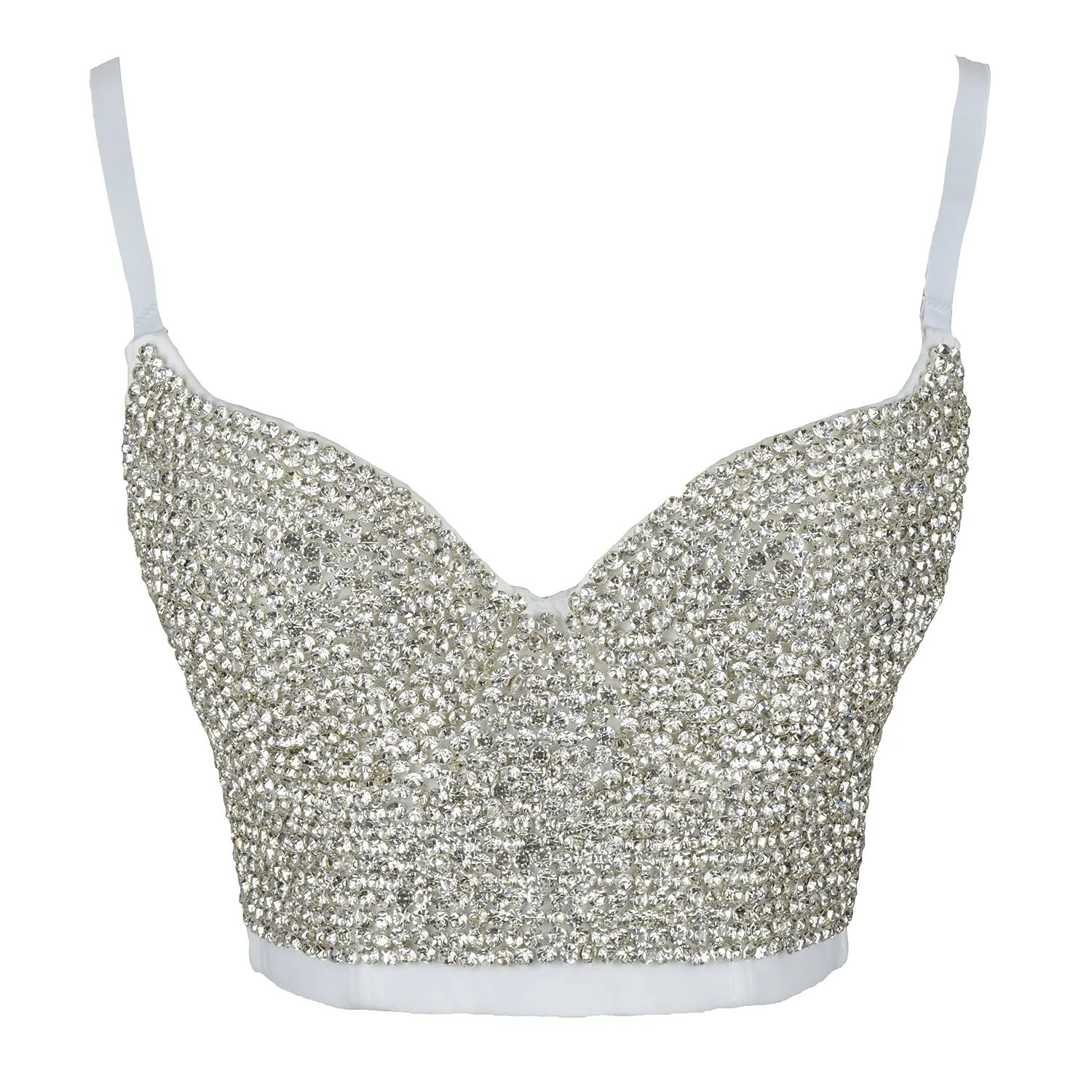 Women's Rhinestone Diamond Bustier Crop Top Bra