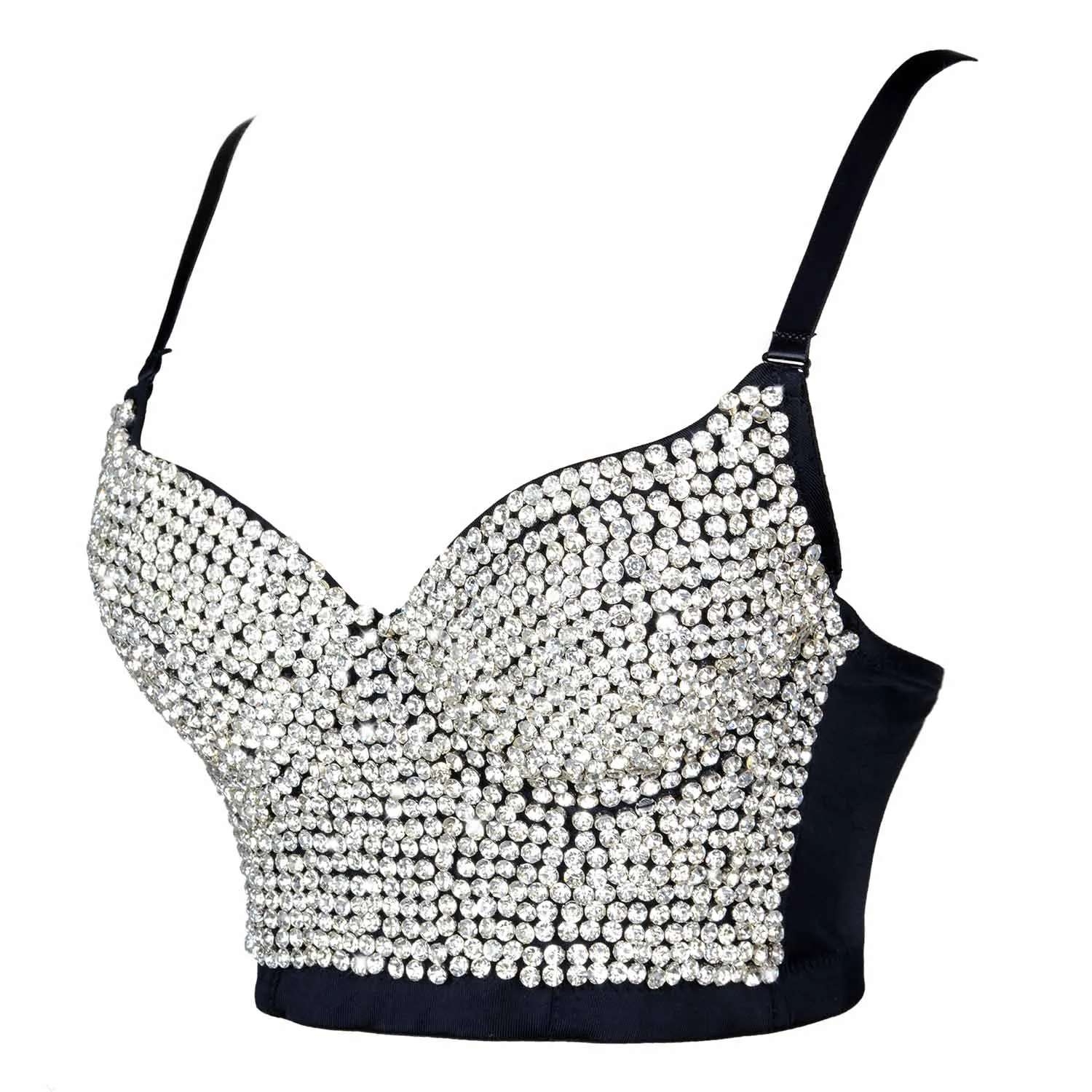 Women's Rhinestone Diamond Bustier Crop Top Bra