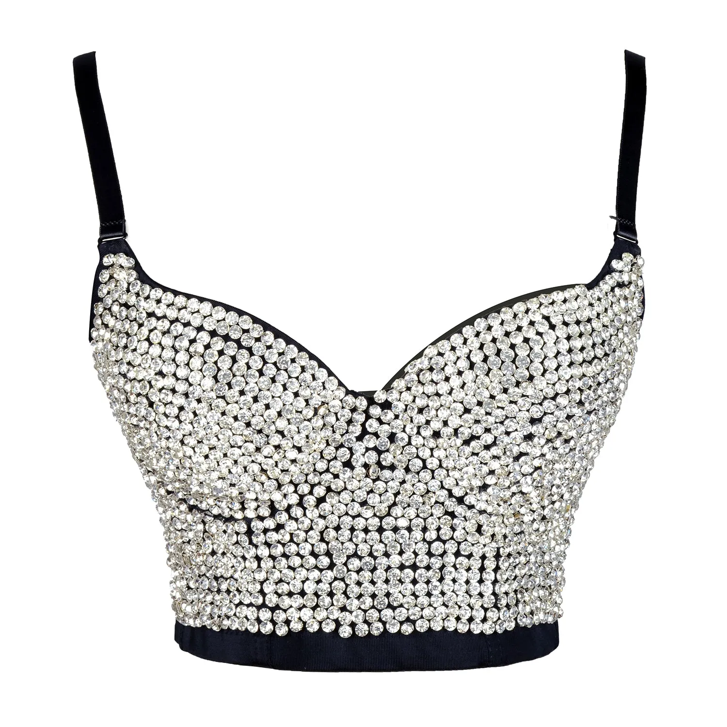 Women's Rhinestone Diamond Bustier Crop Top Bra