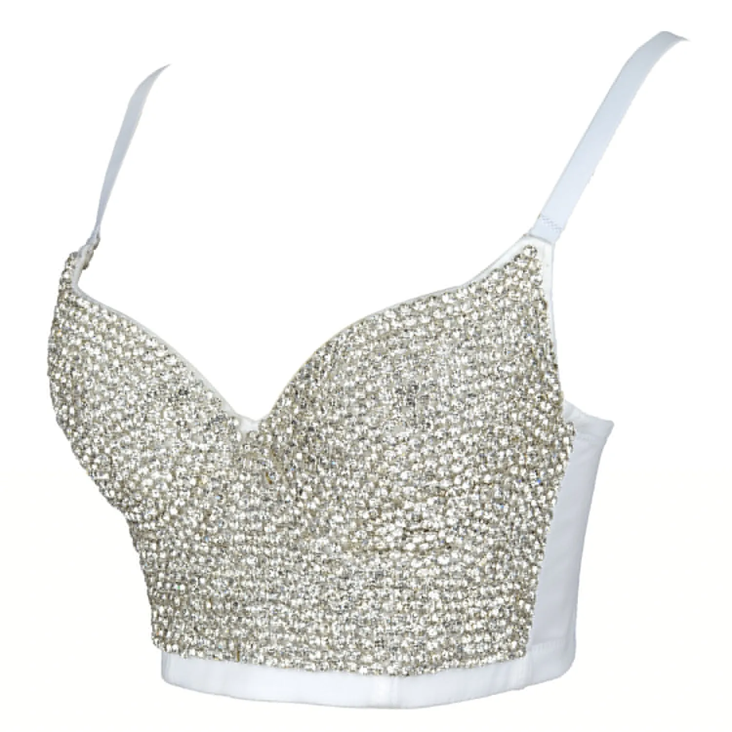 Women's Rhinestone Diamond Bustier Crop Top Bra