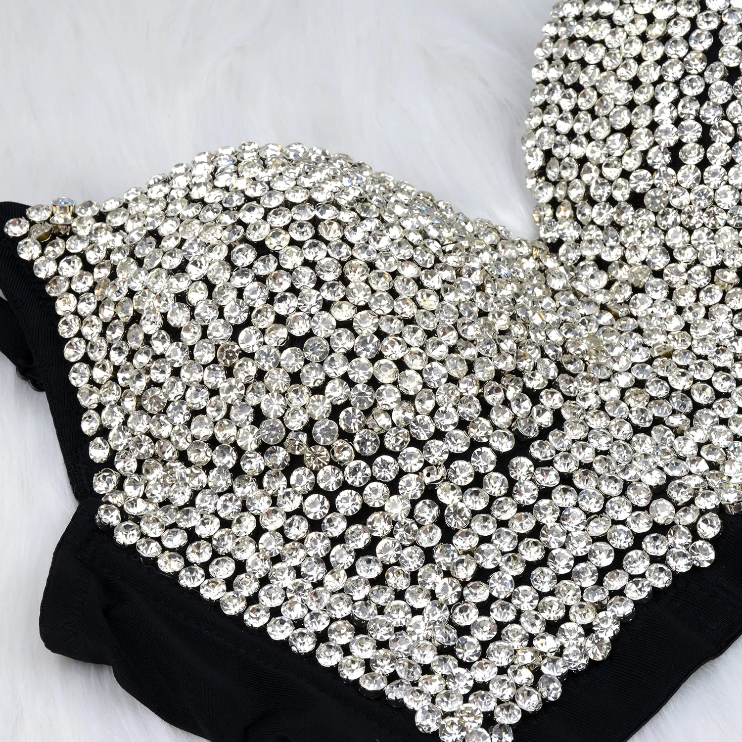 Women's Rhinestone Diamond Bustier Crop Top Bra