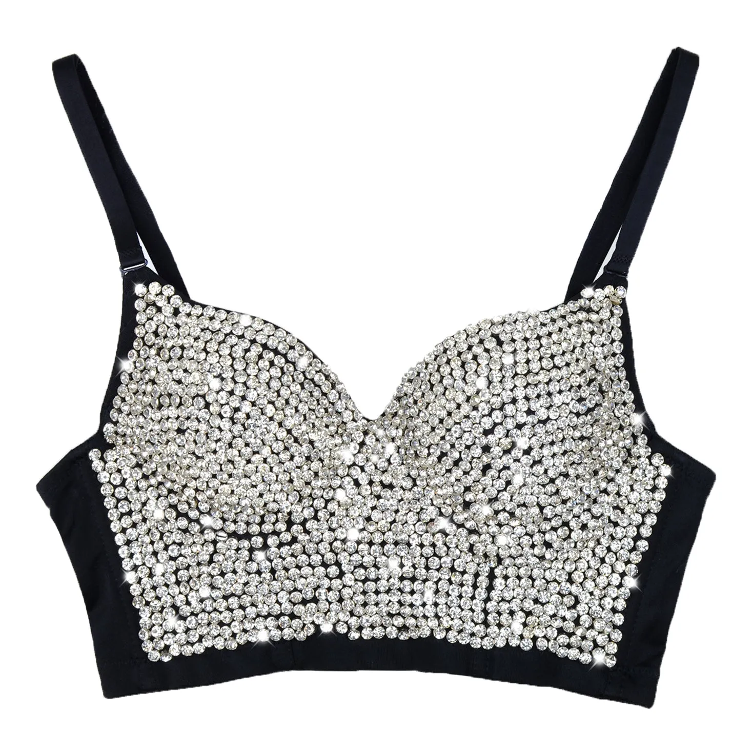 Women's Rhinestone Diamond Bustier Crop Top Bra